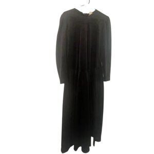 Vintage IFI Black Velvet Long Sleeve Midi Dress | Size 14 | Made in USA